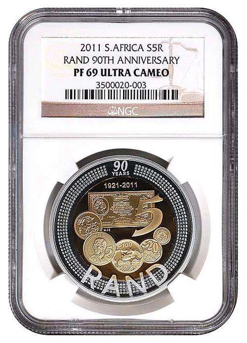 2011 SARB BI COLOUR CROWN - PF69 ULTRA CAMEO - SILVER AND GOLD - 2 AVAILABLE